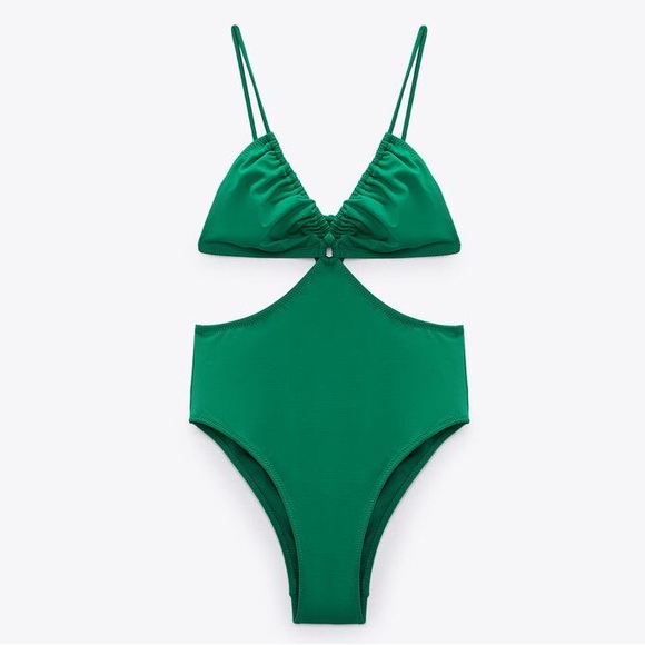 Zara Other - Zara Cutout Green Strappy One Piece Swimsuit